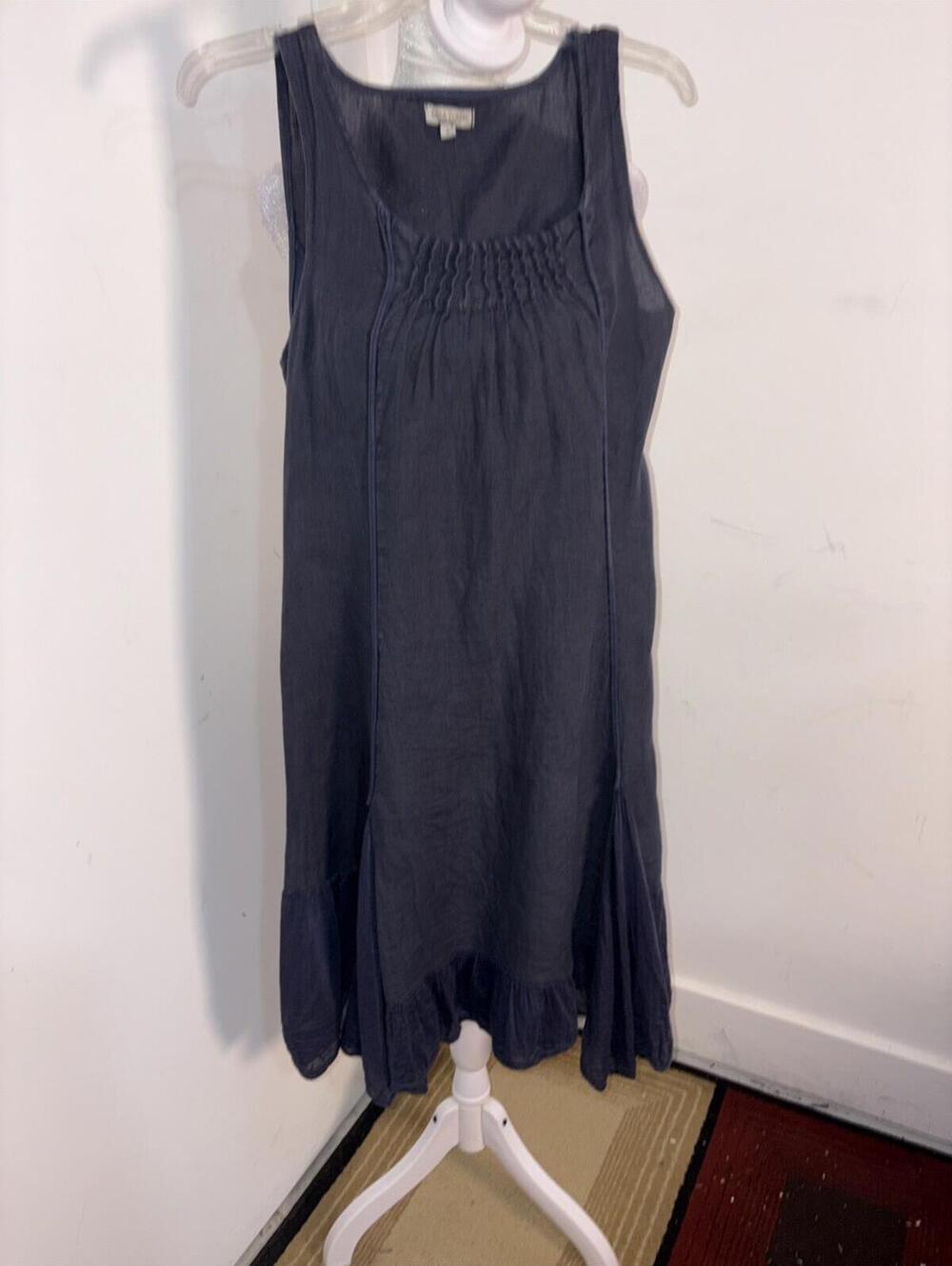 LinaTomei‎ Silk linen S ruffle hanky hem pleatBlueSexy Modest